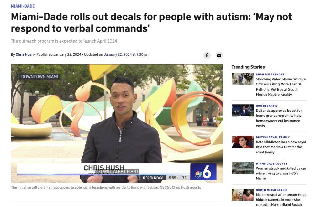 NBC6 reporter Chris Hush discusses Miami-Dade's new decal initiative for individuals with autism in downtown Miami.